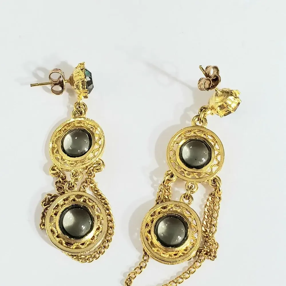 Ornate Long Dangle Pierced Earrings 2.5
